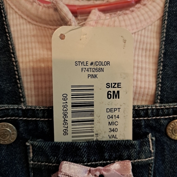 Starting Out 6 months shirt with matching jean embroidered overalls New - Picture 3 of 9